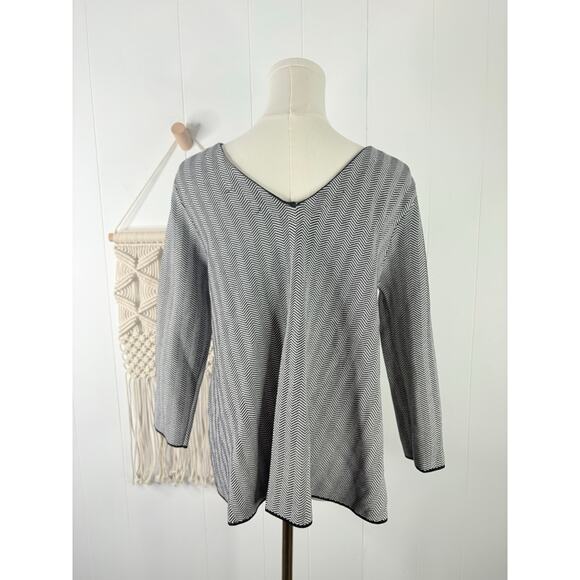 Frnch Herringbone Swing Top Size M/L Black White 3/4 Sleeve - Picture 6 of 8